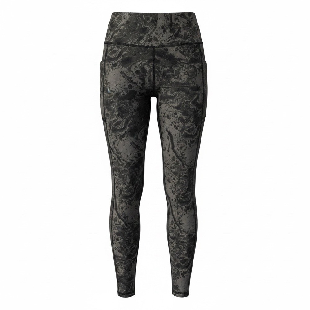 Ideology  Abstract Ankle Leggings Women Sz XS Gray/Black High Rise Elastic Waist